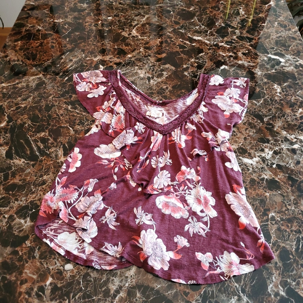 Cape Juby Ruffle Floral Print Tank Top